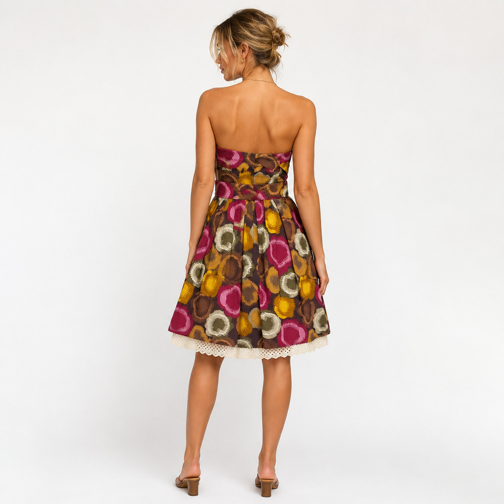 BCBGMaxAzria Strapless Midi Dress cotton fit flare cocktail - Picture 2 of 6